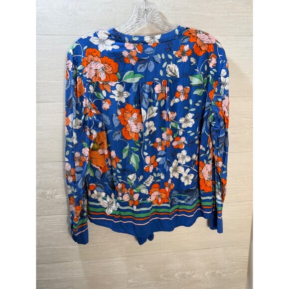 Maeve By Anthropologie Floral Stripe Tie-Front Blouse Womens Size S 100% Rayon V - Picture 6 of 8